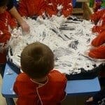 Toddlers explore textures